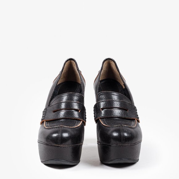 Marni Heeled Platform Leather Moccasins - Picture 2 of 9